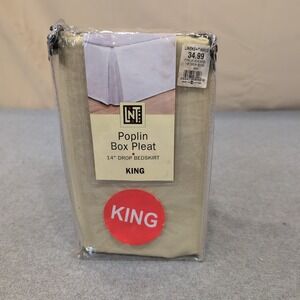 LNT Home King Poplin Box Pleat Bedskirt Hay 14 Inch Drop New